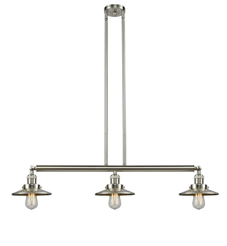 Railroad - 3 Light - 41 inch - Brushed Satin Nickel - Stem Hung - Adjustable Island Light
