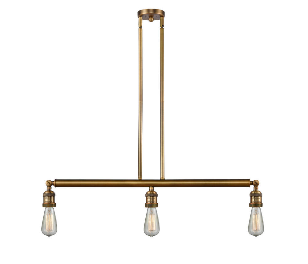 Bare Bulb - 3 Light - 38 inch - Brushed Brass - Stem Hung - Adjustable Island Light