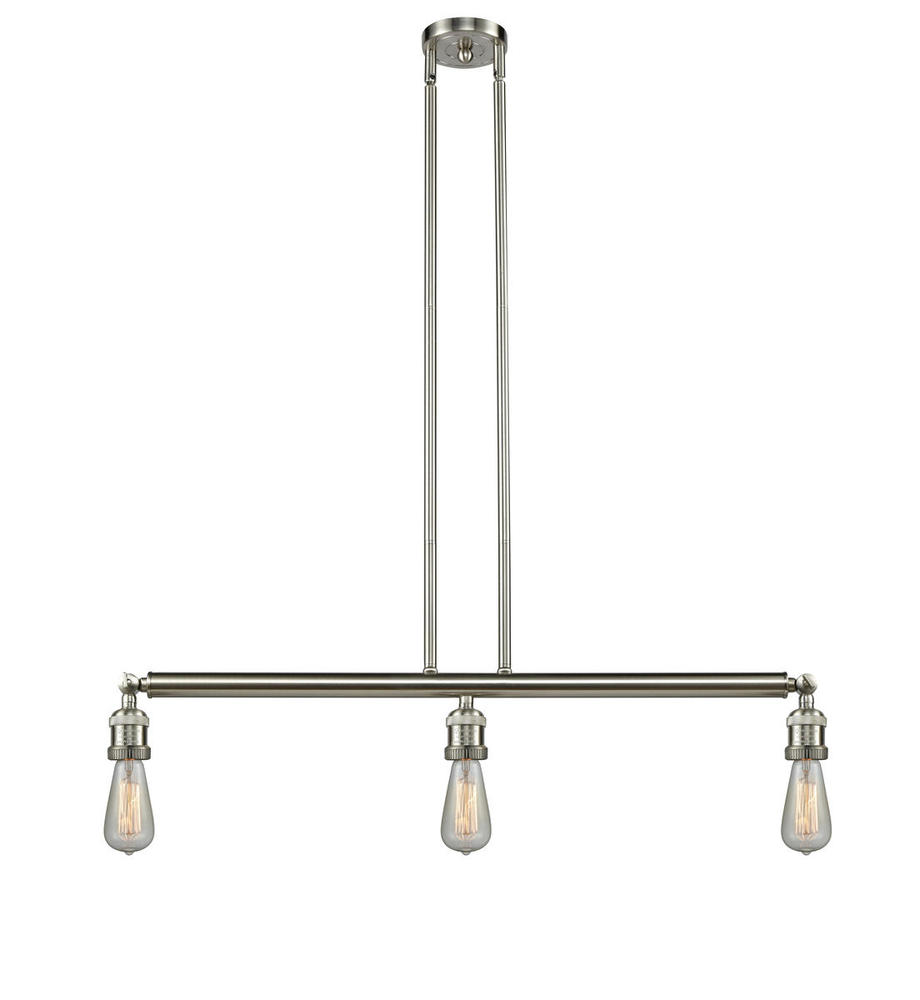 Bare Bulb - 3 Light - 38 inch - Brushed Satin Nickel - Stem Hung - Adjustable Island Light