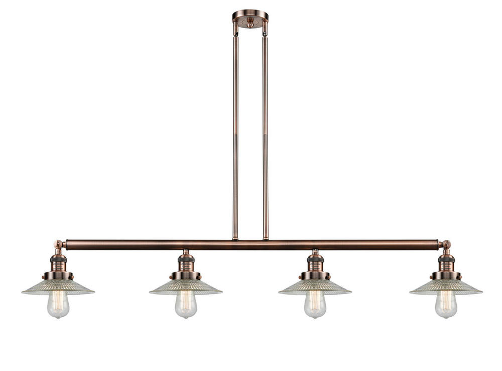 Halophane - 4 Light - 53 inch - Antique Copper - Stem Hung - Island Light