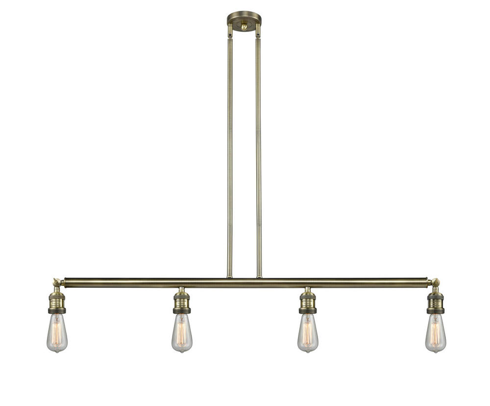 Bare Bulb - 4 Light - 48 inch - Antique Brass - Stem Hung - Adjustable Island Light