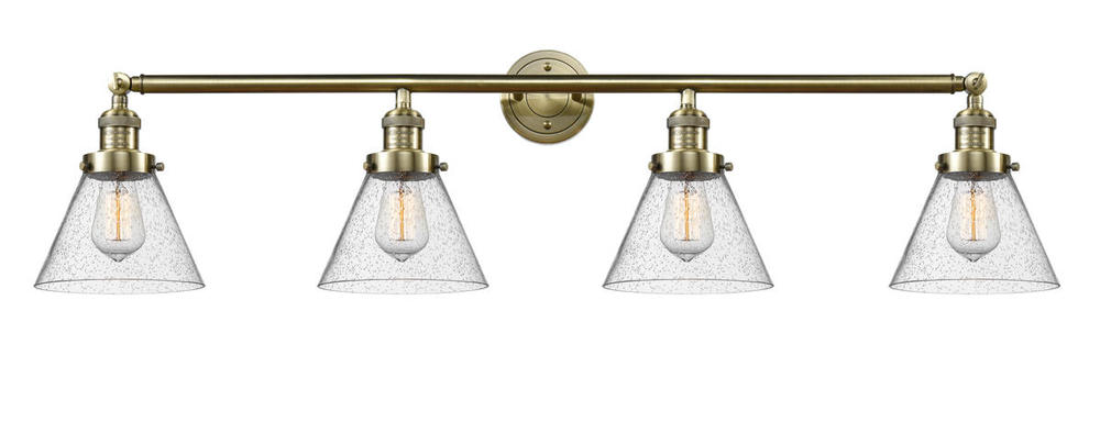 Cone - 4 Light - 44 inch - Antique Brass - Adjustable Bath Vanity Light