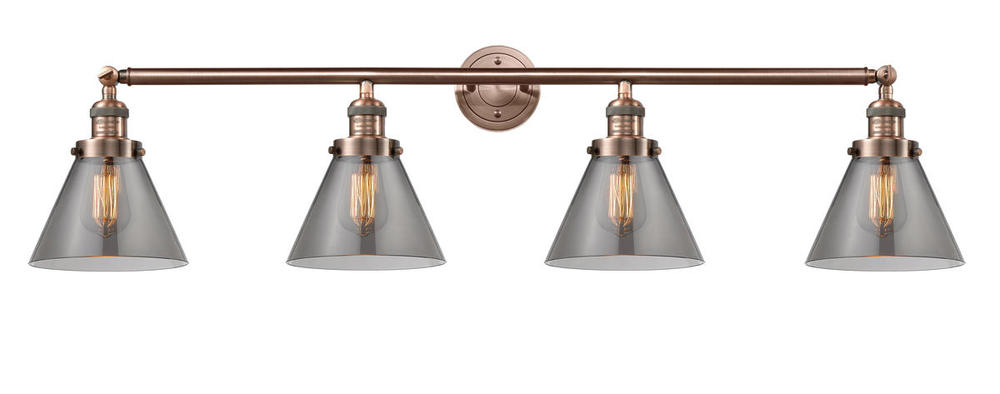 Cone - 4 Light - 44 inch - Antique Copper - Adjustable Bath Vanity Light