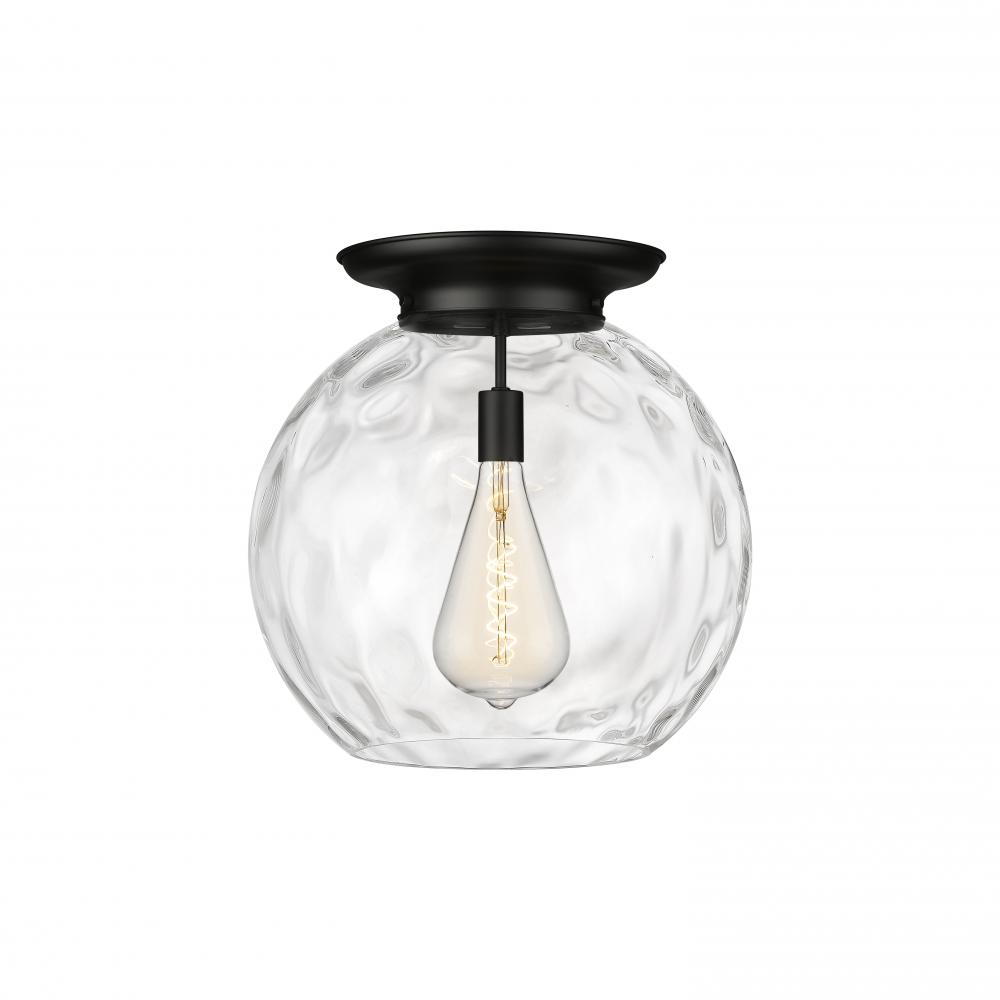 Athens Water Glass - 1 Light - 18 inch - Matte Black - Flush Mount