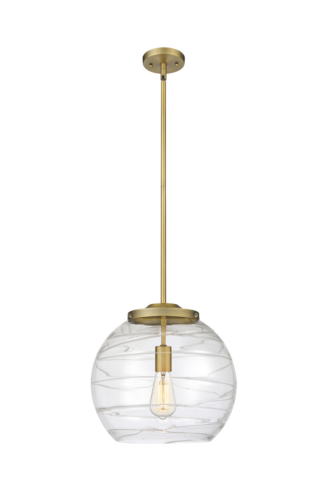 Athens Deco Swirl - 1 Light - 14 inch - Brushed Brass - Stem Hung - Pendant