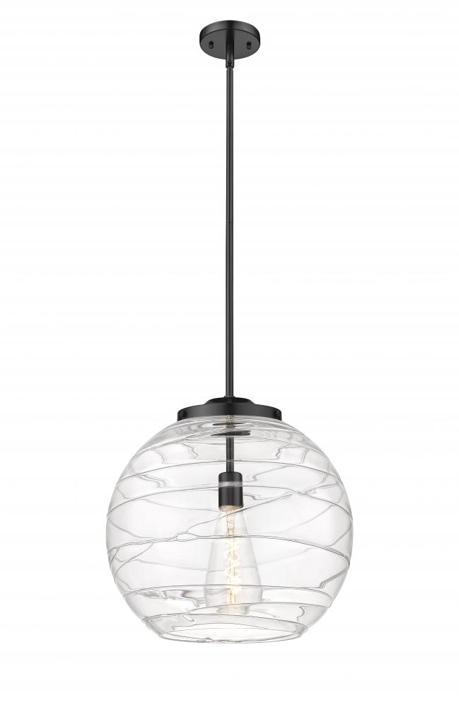 Athens Deco Swirl - 1 Light - 16 inch - Matte Black - Stem Hung - Pendant