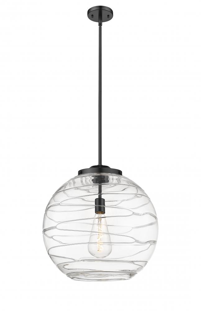 Athens Deco Swirl - 1 Light - 18 inch - Matte Black - Stem Hung - Pendant