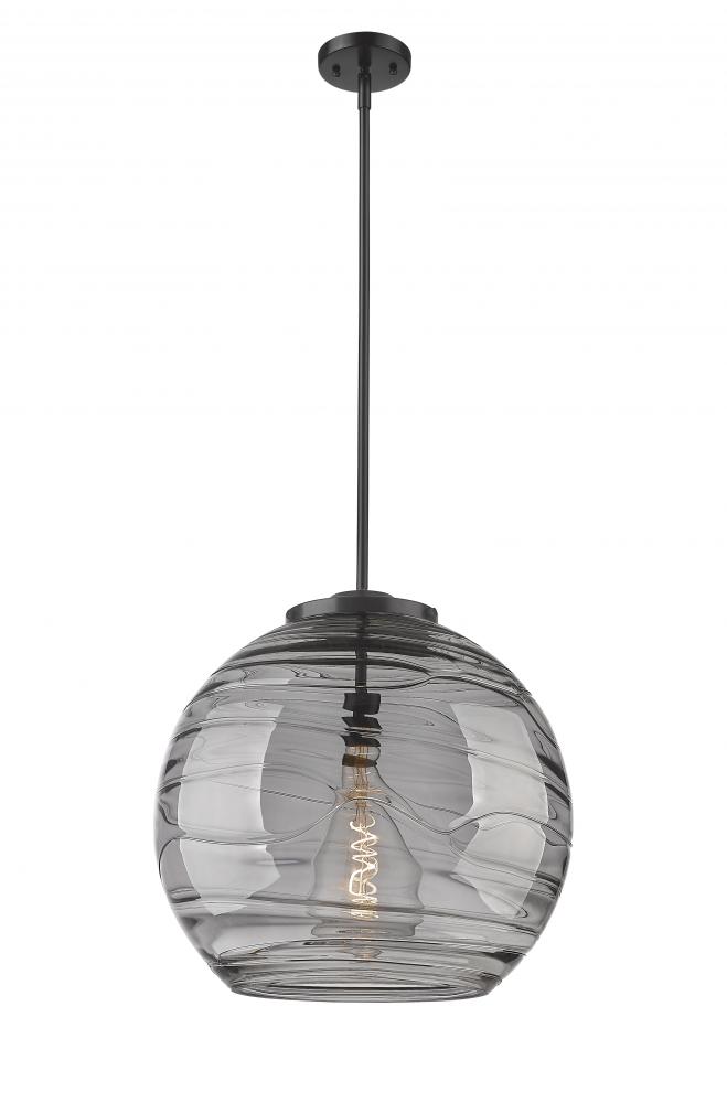 Athens Deco Swirl - 1 Light - 18 inch - Matte Black - Stem Hung - Pendant