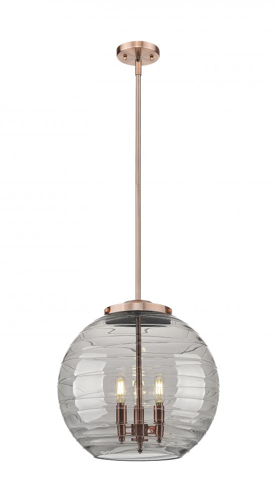 Athens Deco Swirl - 3 Light - 16 inch - Antique Copper - Cord hung - Pendant