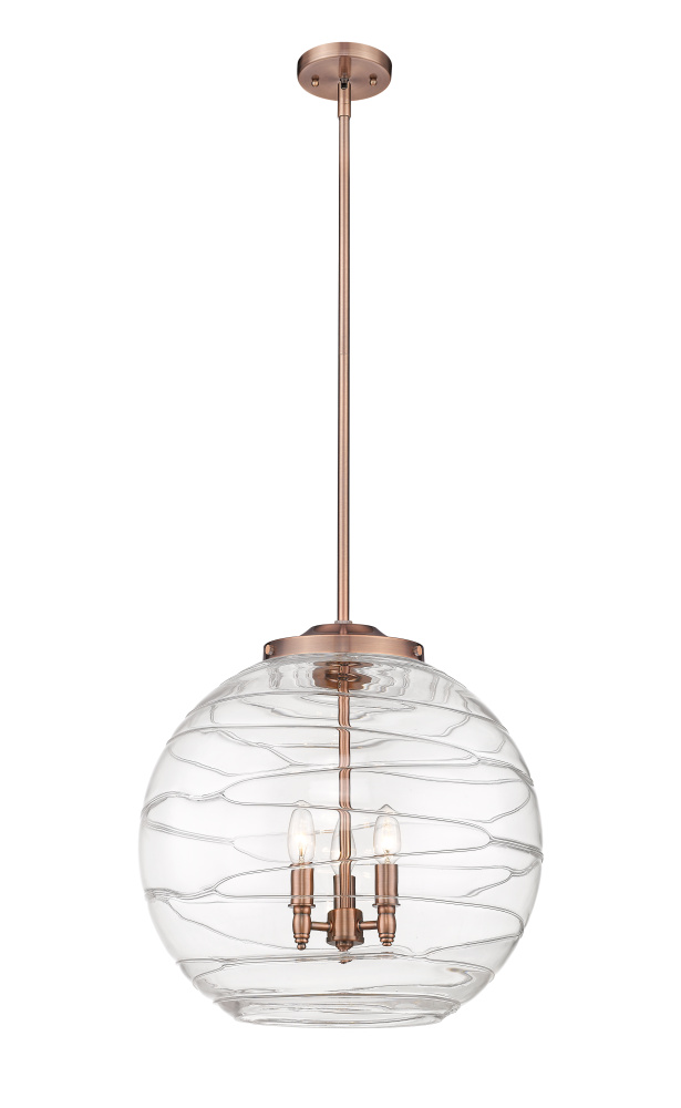 Athens Deco Swirl - 3 Light - 18 inch - Antique Copper - Stem hung - Pendant