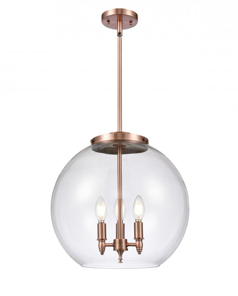 Athens - 3 Light - 16 inch - Antique Copper - Stem hung - Pendant