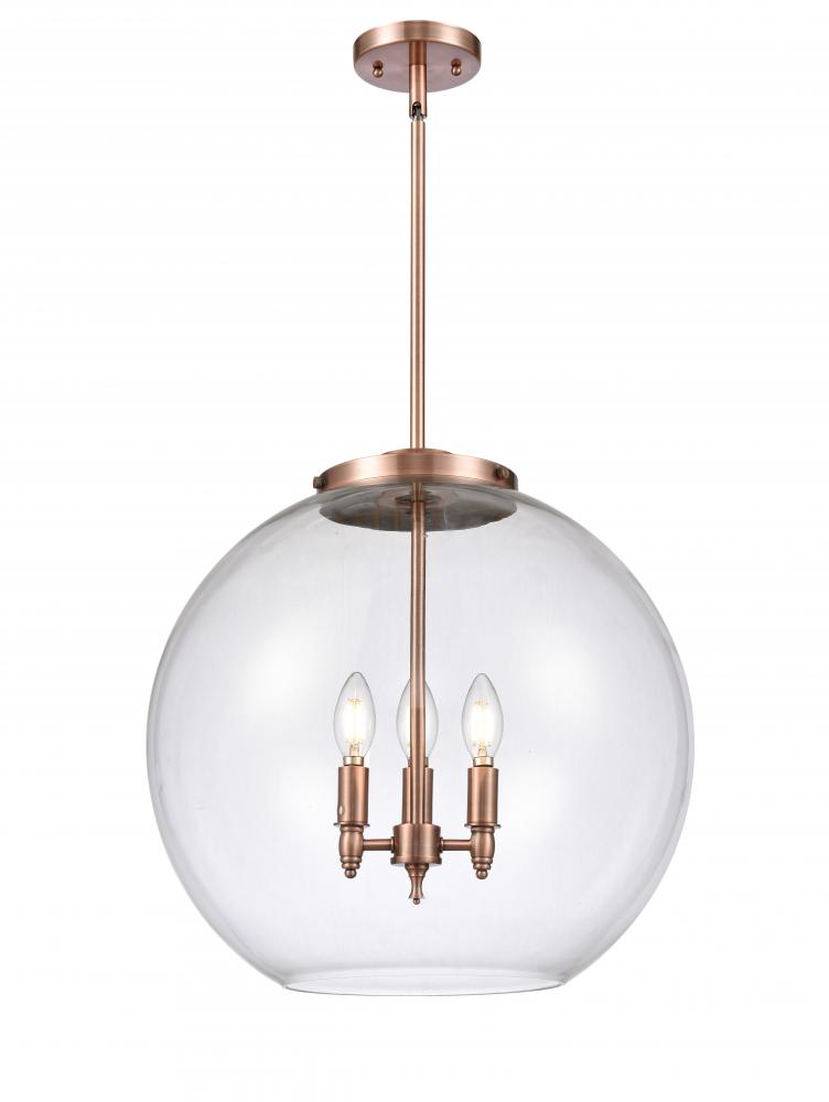 Athens - 3 Light - 18 inch - Antique Copper - Stem hung - Pendant