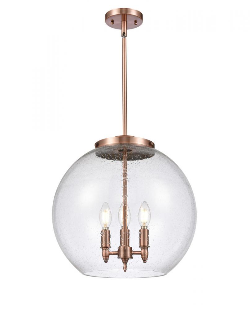 Athens - 3 Light - 16 inch - Antique Copper - Stem hung - Pendant