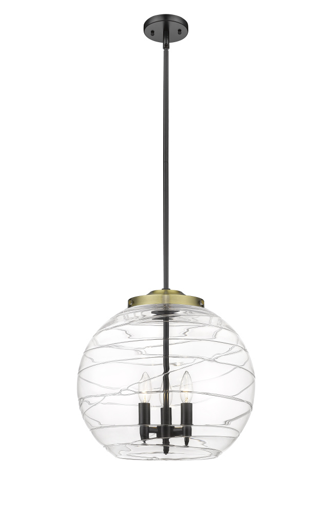 Athens Deco Swirl - 3 Light - 16 inch - Black Antique Brass - Stem hung - Pendant