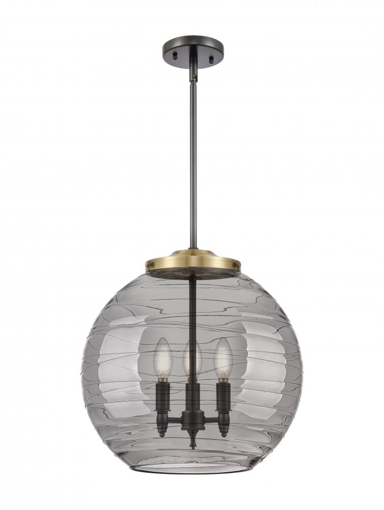 Athens Deco Swirl - 3 Light - 16 inch - Black Antique Brass - Stem hung - Pendant