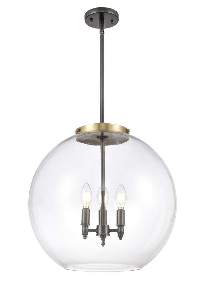 Athens - 3 Light - 18 inch - Black Antique Brass - Cord hung - Pendant