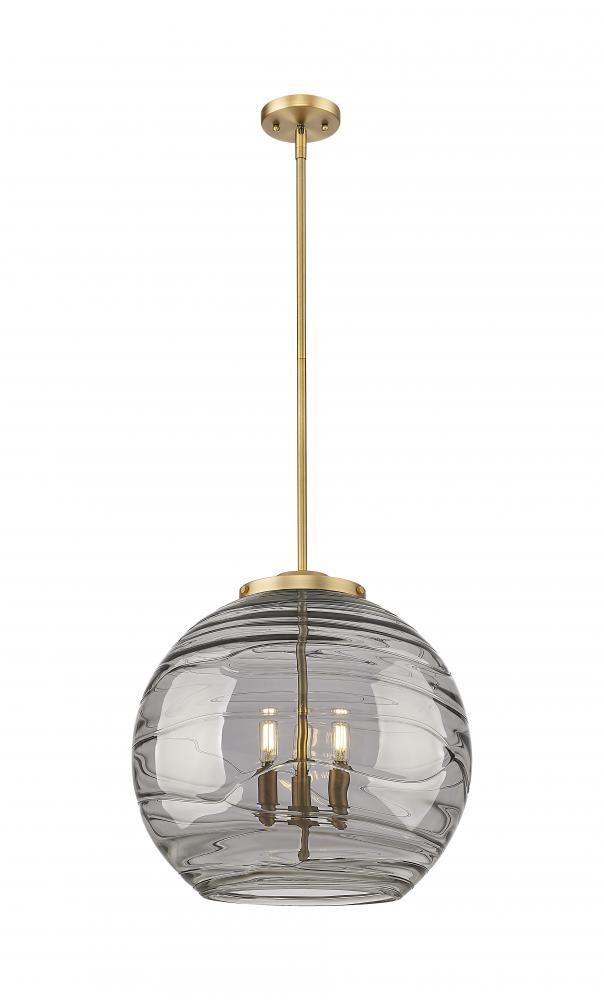 Athens Deco Swirl - 3 Light - 18 inch - Brushed Brass - Stem hung - Pendant