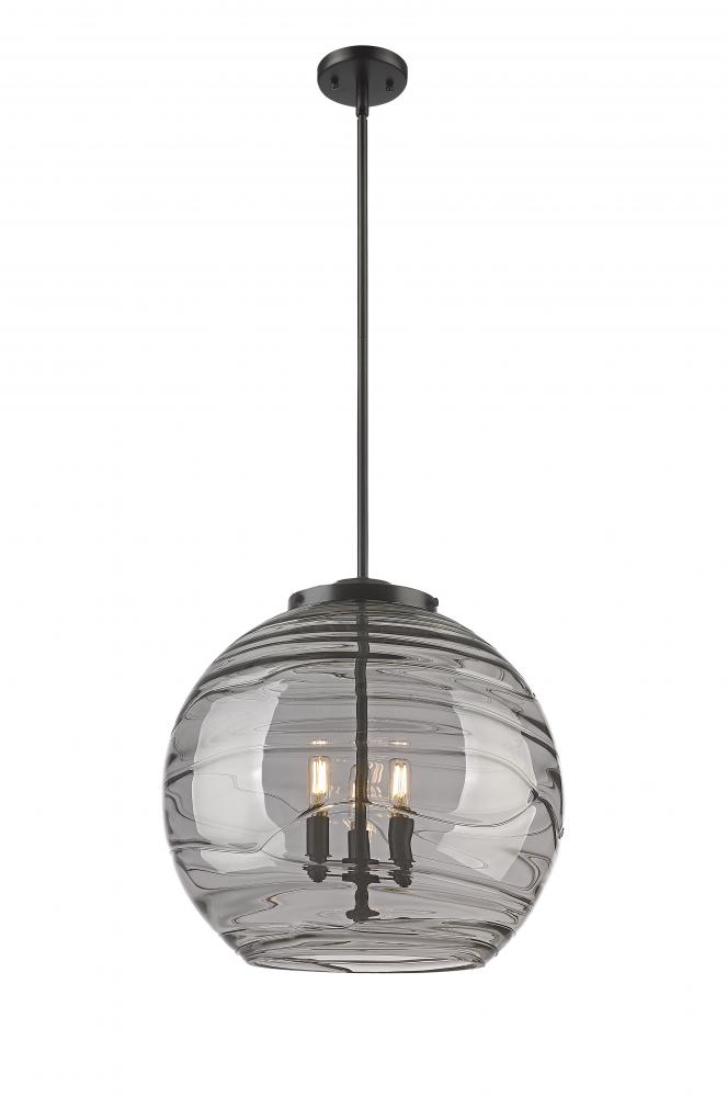 Athens Deco Swirl - 3 Light - 18 inch - Matte Black - Stem hung - Pendant