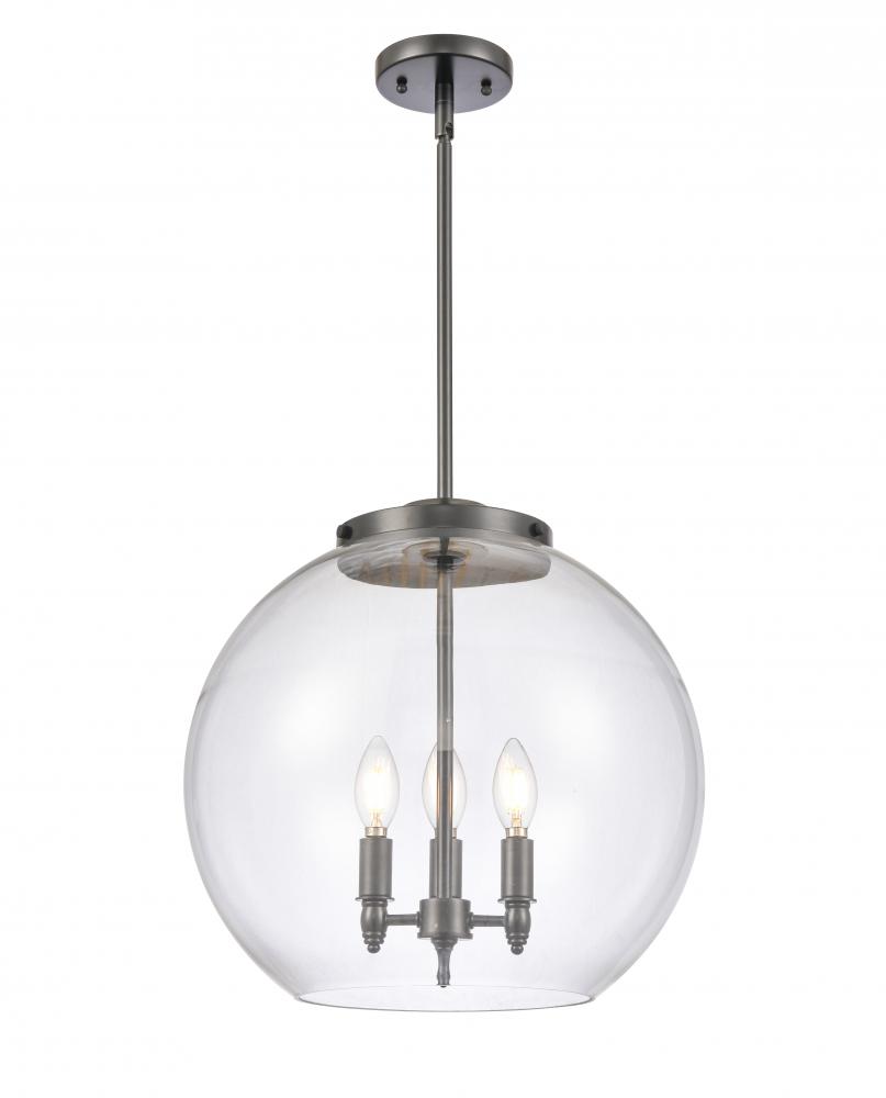 Athens - 3 Light - 16 inch - Matte Black - Stem hung - Pendant