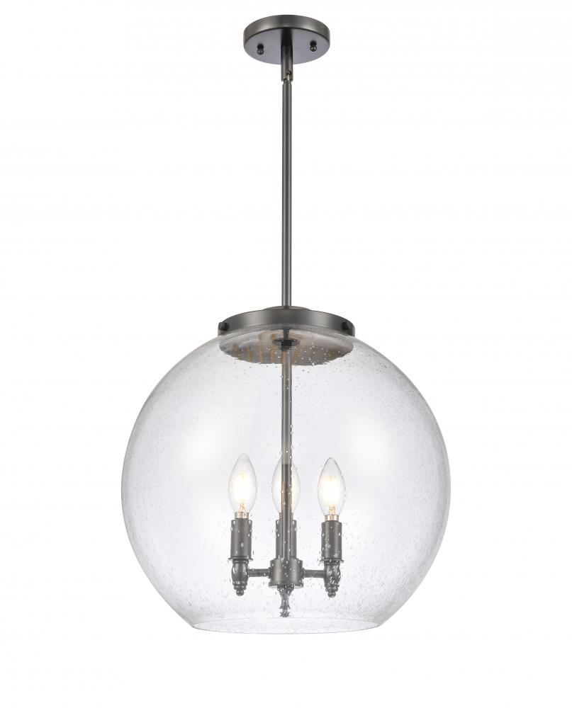 Athens - 3 Light - 16 inch - Matte Black - Stem hung - Pendant