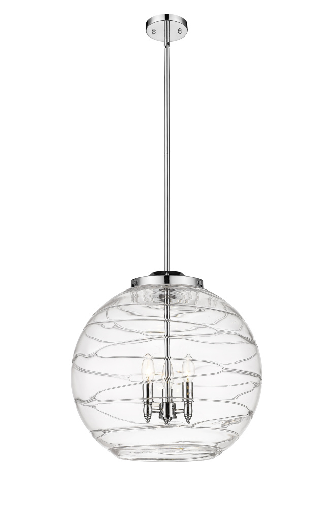 Athens Deco Swirl - 3 Light - 18 inch - Polished Chrome - Stem hung - Pendant