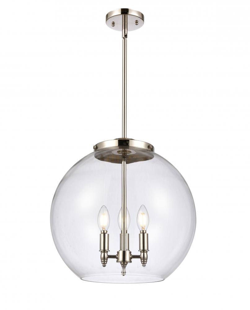 Athens - 3 Light - 16 inch - Polished Nickel - Stem hung - Pendant