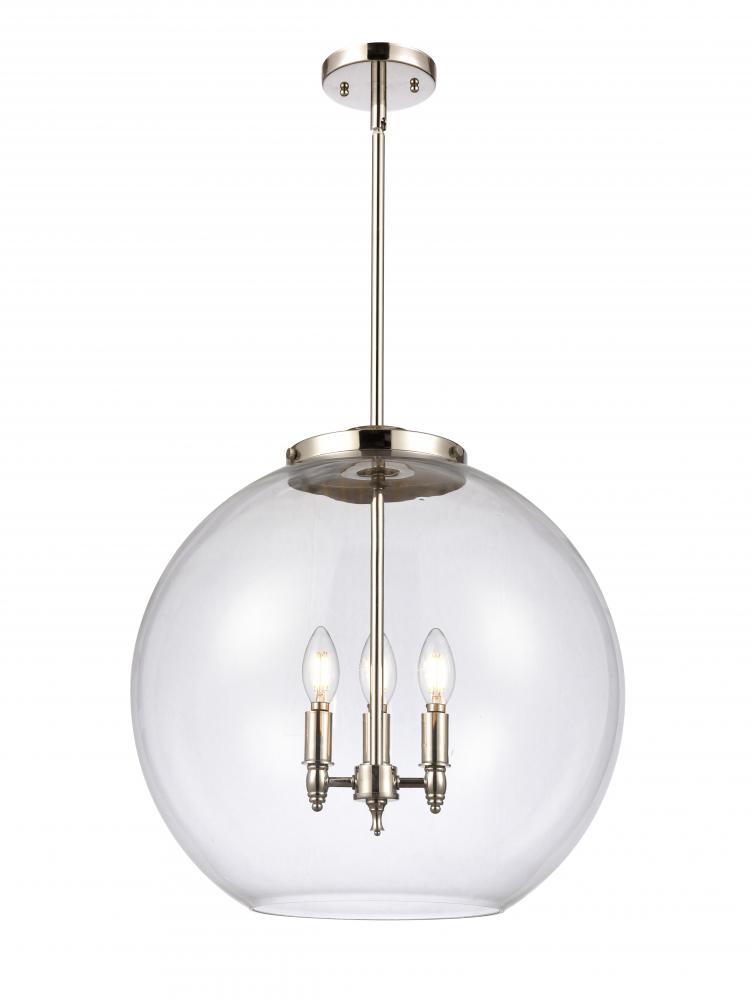 Athens - 3 Light - 18 inch - Polished Nickel - Stem hung - Pendant