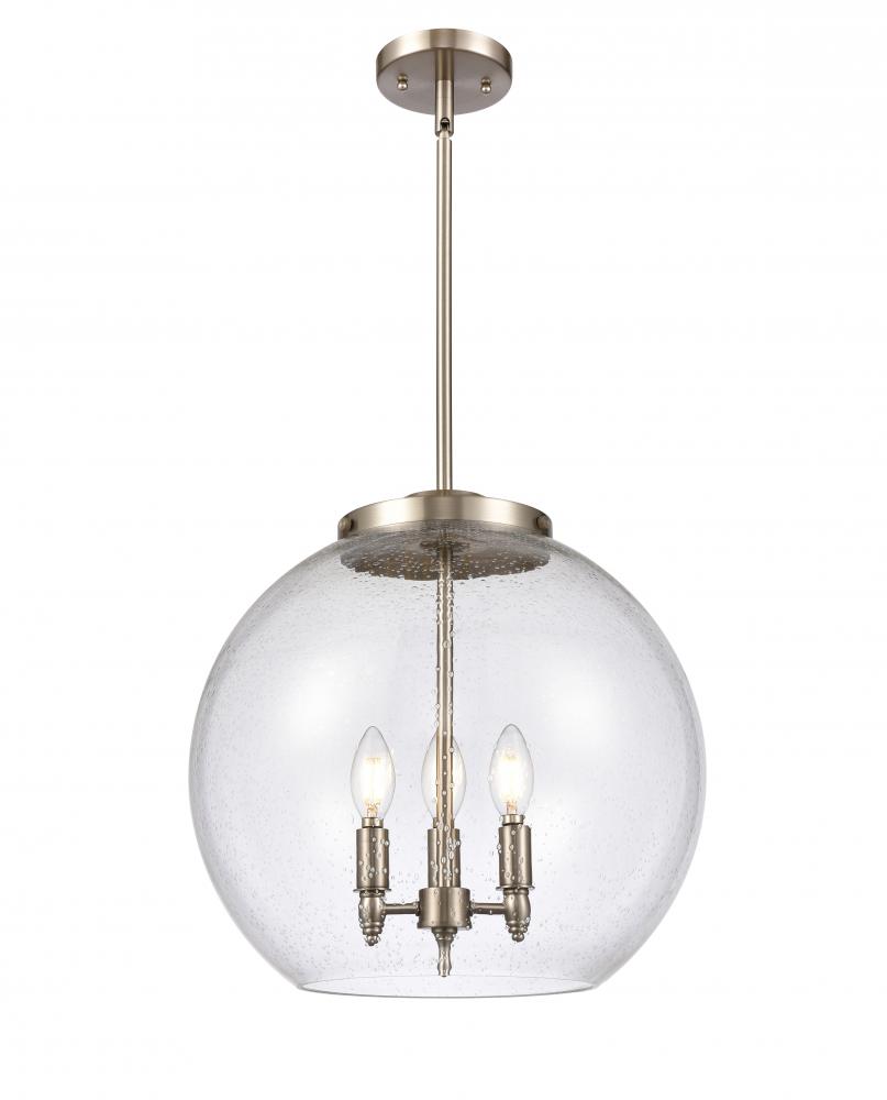 Athens - 3 Light - 16 inch - Brushed Satin Nickel - Stem hung - Pendant