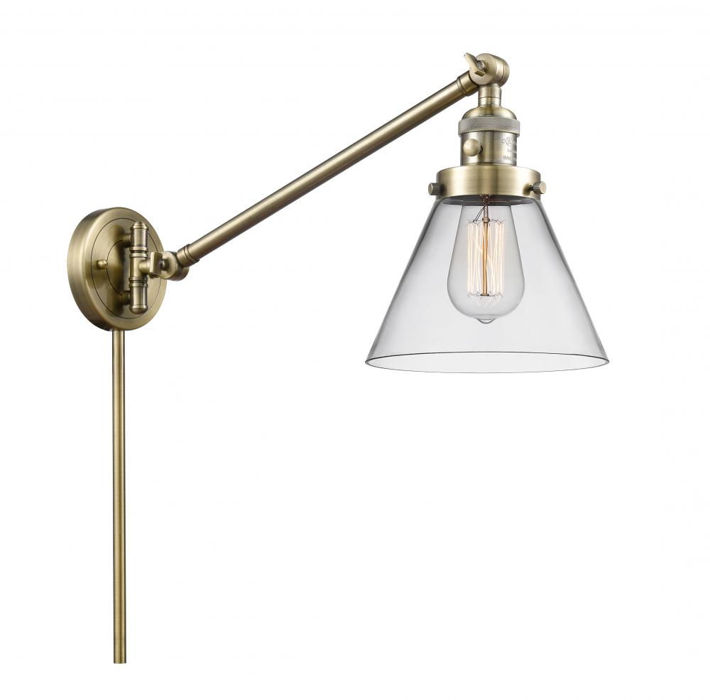 Cone - 1 Light - 8 inch - Antique Brass -Adjustable Swing Arm