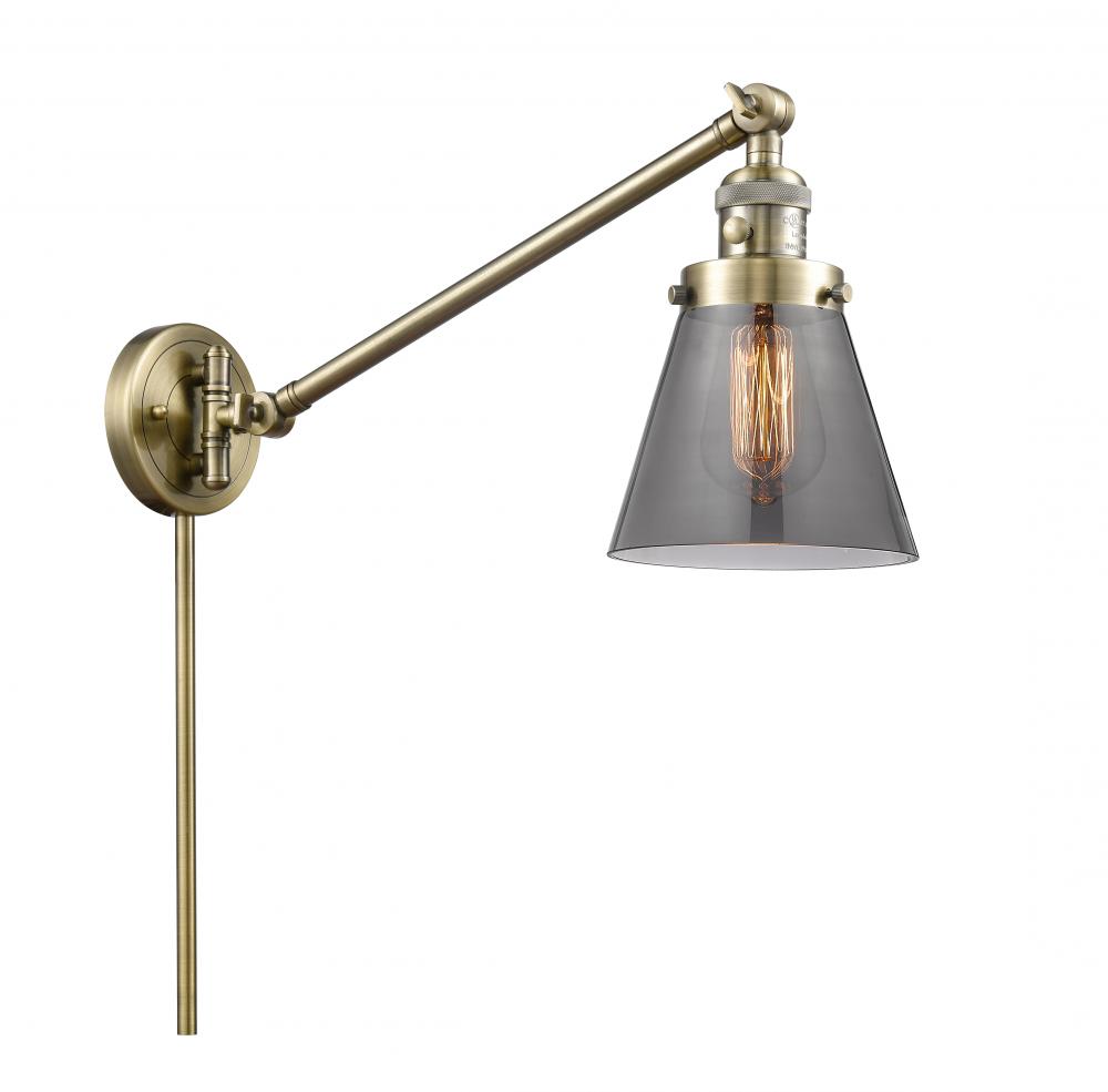Cone - 1 Light - 8 inch - Antique Brass -Adjustable Swing Arm