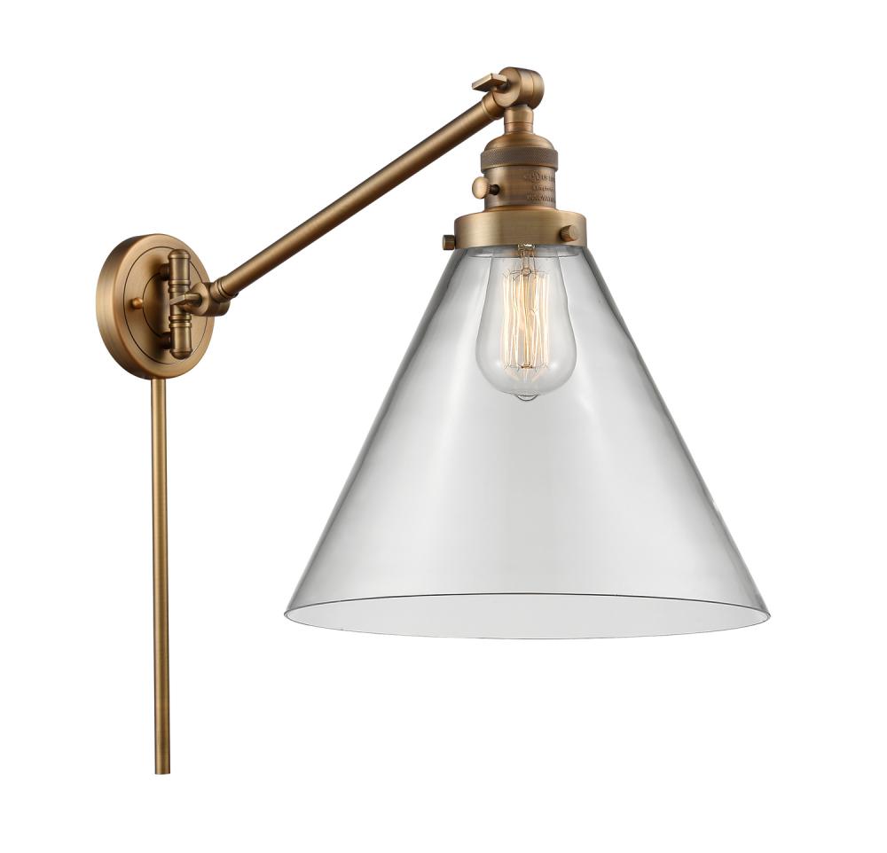 Cone - 1 Light - 12 inch - Brushed Brass -Adjustable Swing Arm