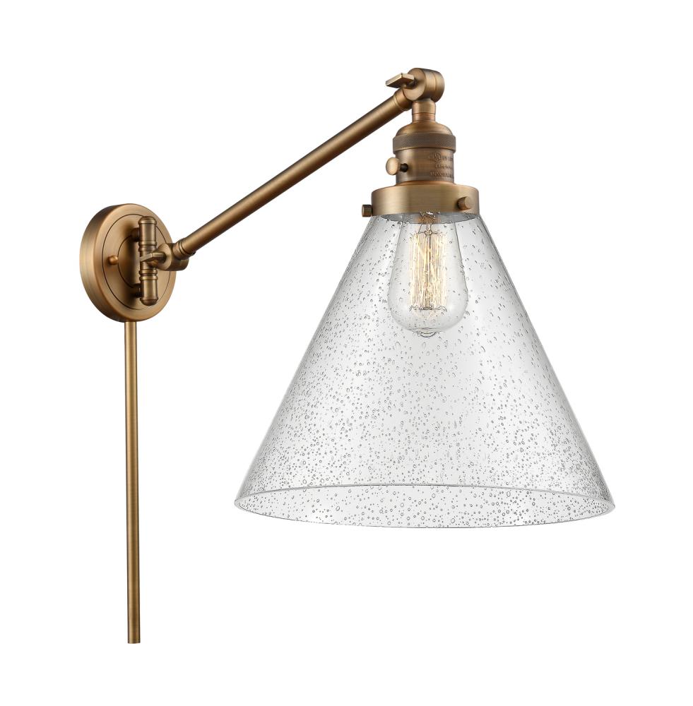 Cone - 1 Light - 12 inch - Brushed Brass -Adjustable Swing Arm