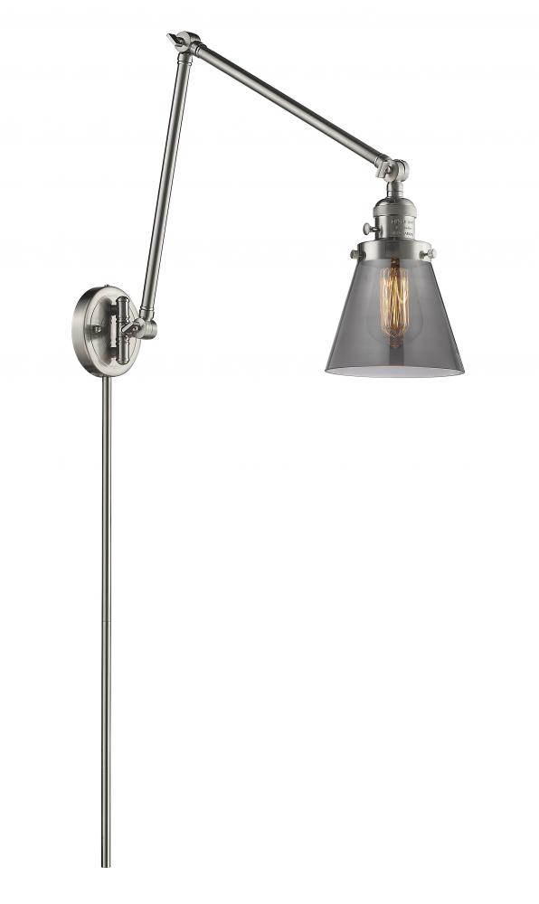 Cone - 1 Light - 8 inch - Brushed Satin Nickel -Adjustable Swing Arm