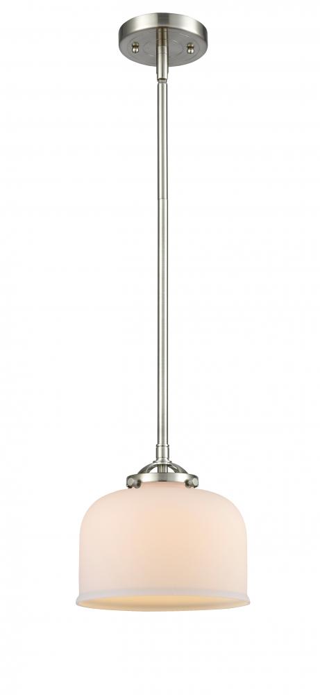 Bell - 1 Light - 8 inch - Brushed Satin Nickel - Stem hung - Mini Pendant