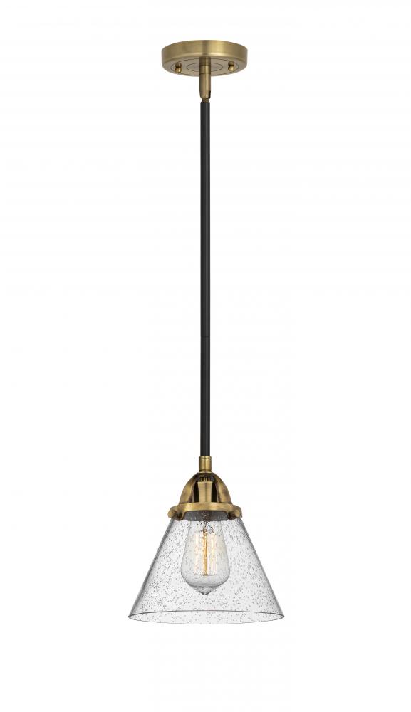 Cone - 1 Light - 8 inch - Black Antique Brass - Stem hung - Mini Pendant