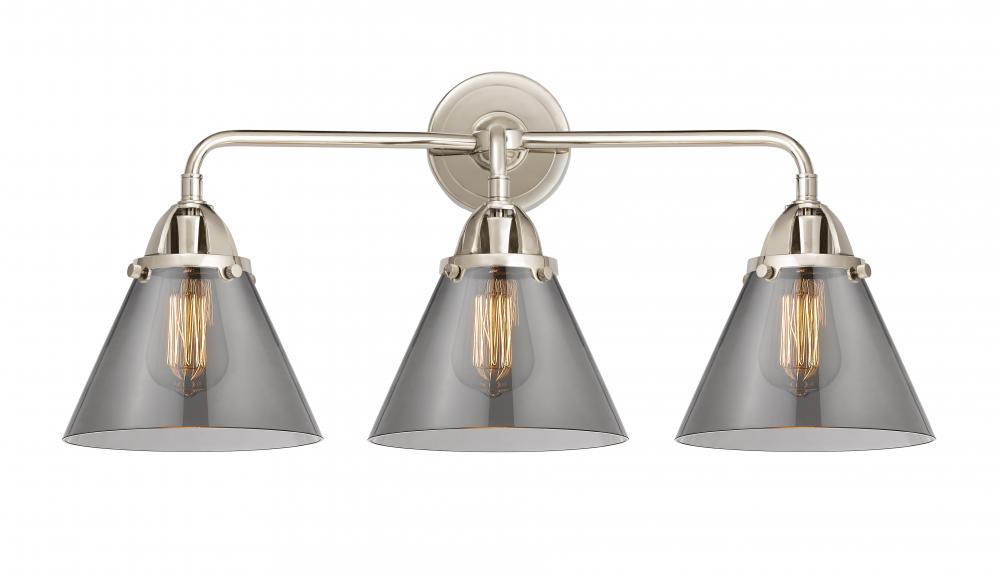 Cone - 3 Light - 26 inch - Polished Nickel - Bath Vanity Light