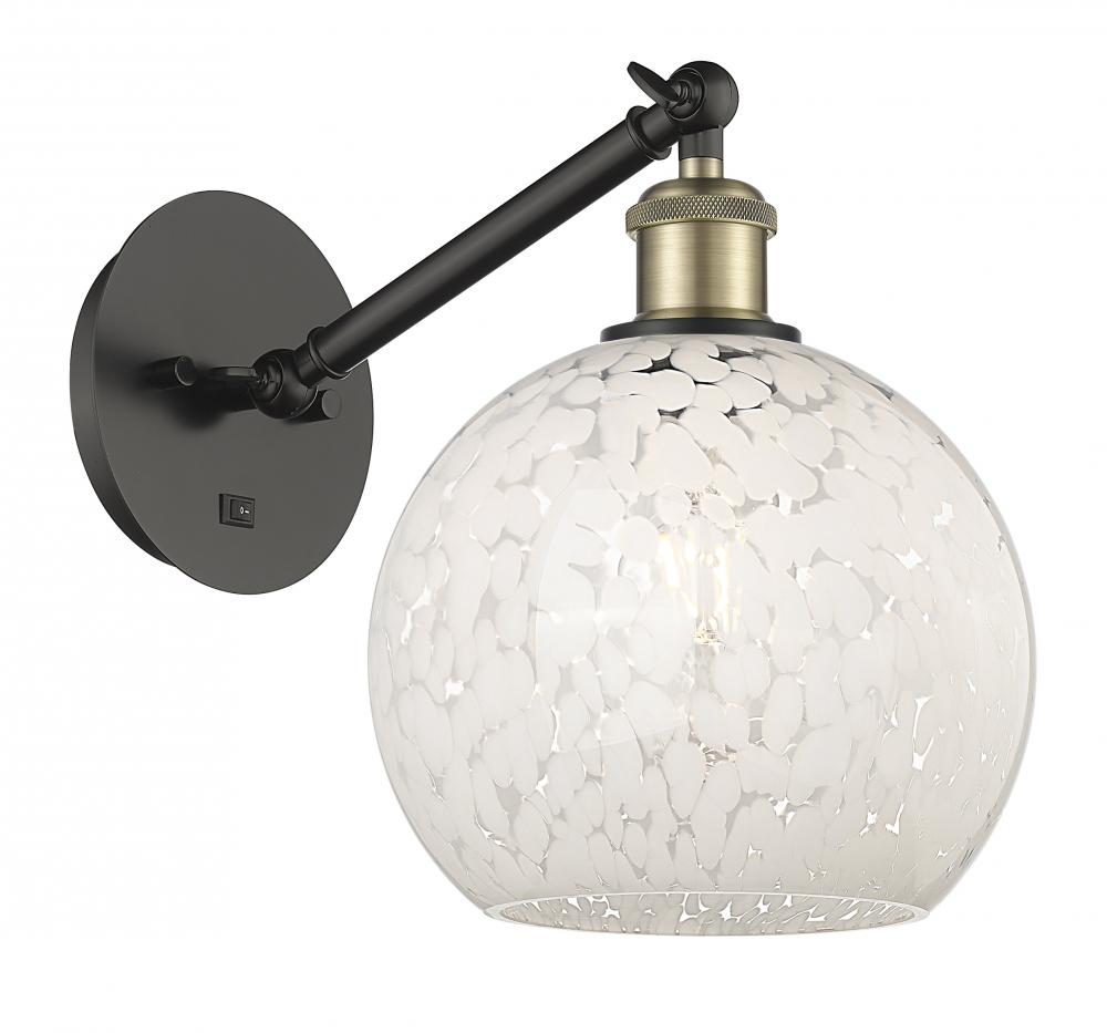 White Mouchette - 1 Light - 8 inch - Black Antique Brass - Sconce