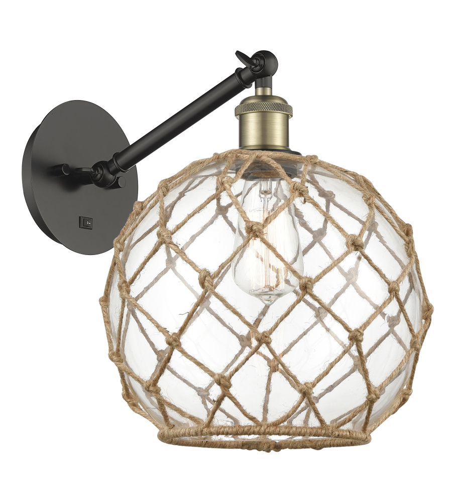 Farmhouse Rope - 1 Light - 10 inch - Black Antique Brass - Adjustable - Sconce