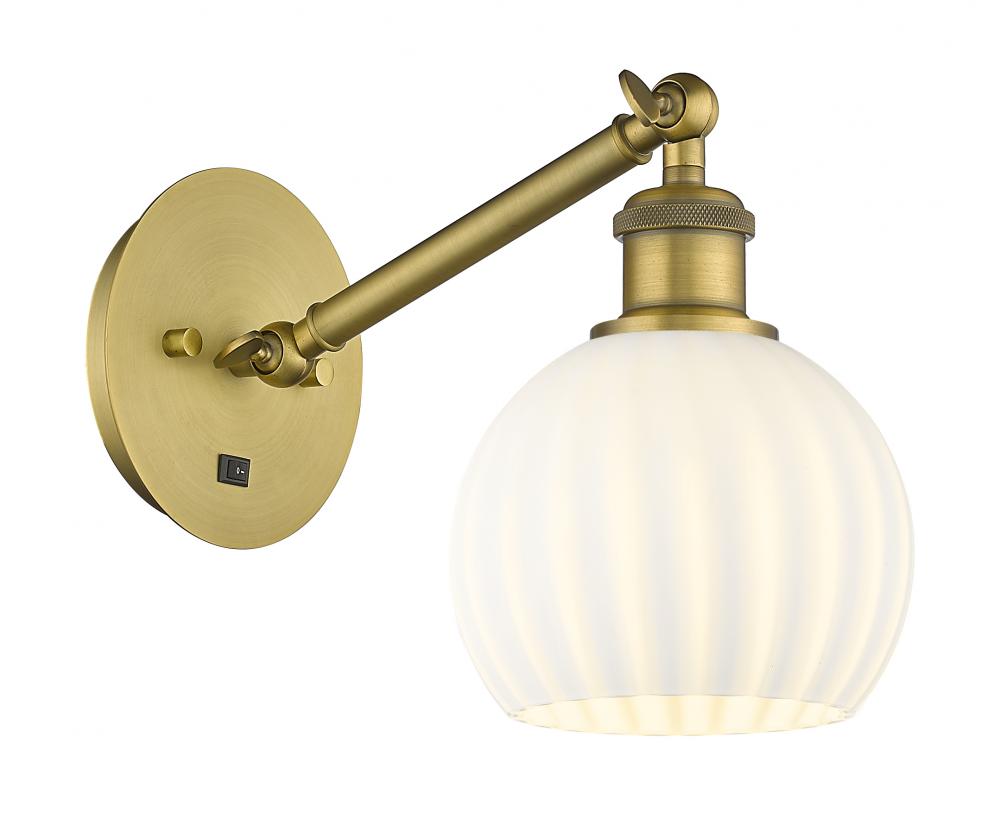 White Venetian - 1 Light - 6 inch - Brushed Brass - Adjustable Sconce