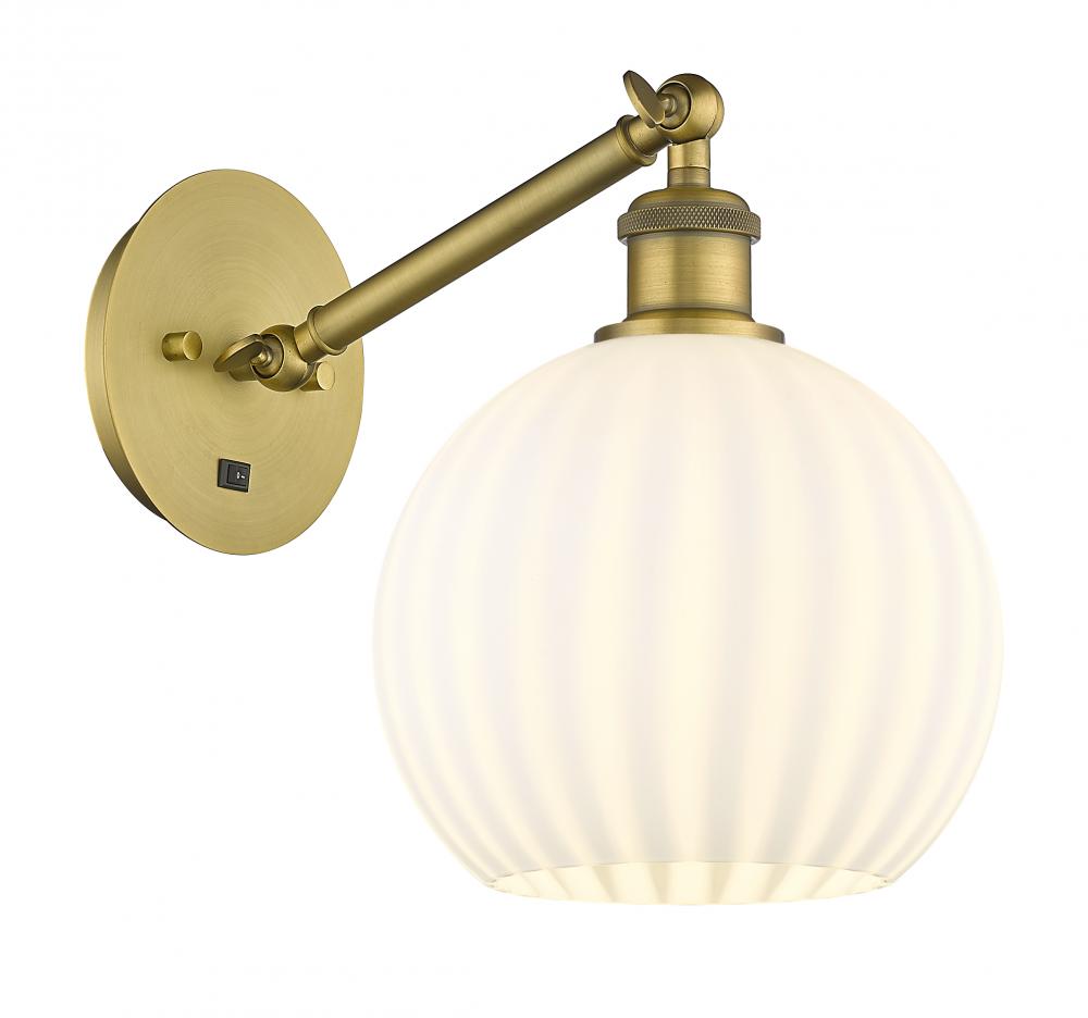 White Venetian - 1 Light - 8 inch - Brushed Brass - Adjustable Sconce