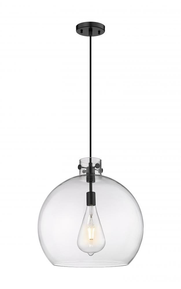 Newton Sphere - 1 Light - 18 inch - Matte Black - Cord hung - Pendant