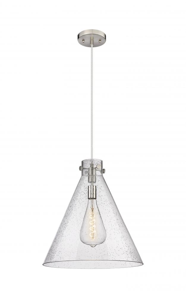 Newton Cone - 1 Light - 18 inch - Satin Nickel - Cord hung - Pendant