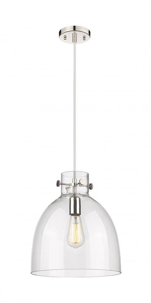 Newton Bell - 1 Light - 12 inch - Polished Nickel - Cord hung - Pendant
