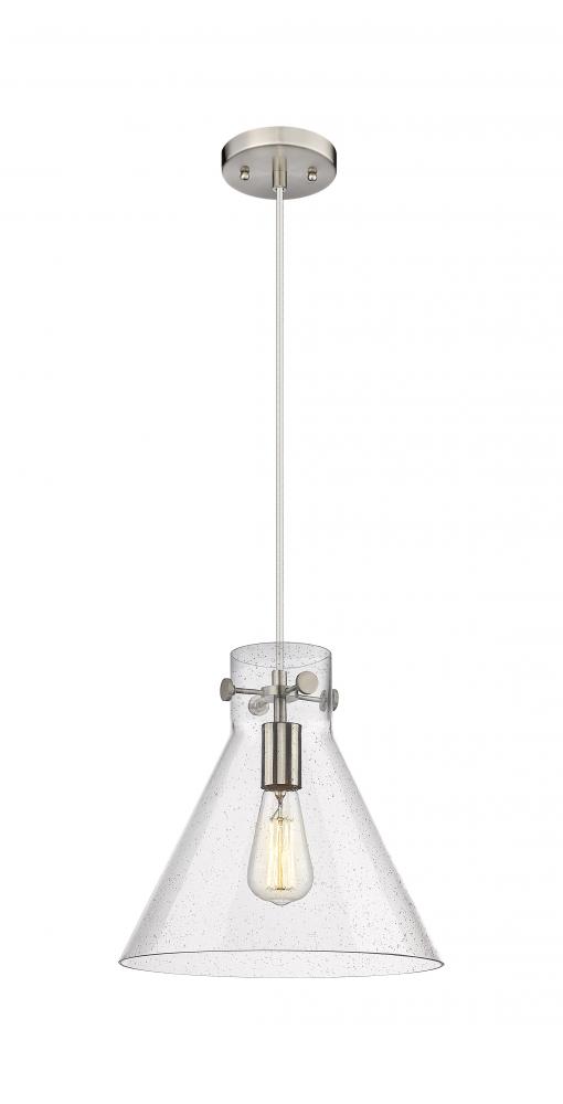 Newton Cone - 1 Light - 12 inch - Satin Nickel - Cord hung - Pendant