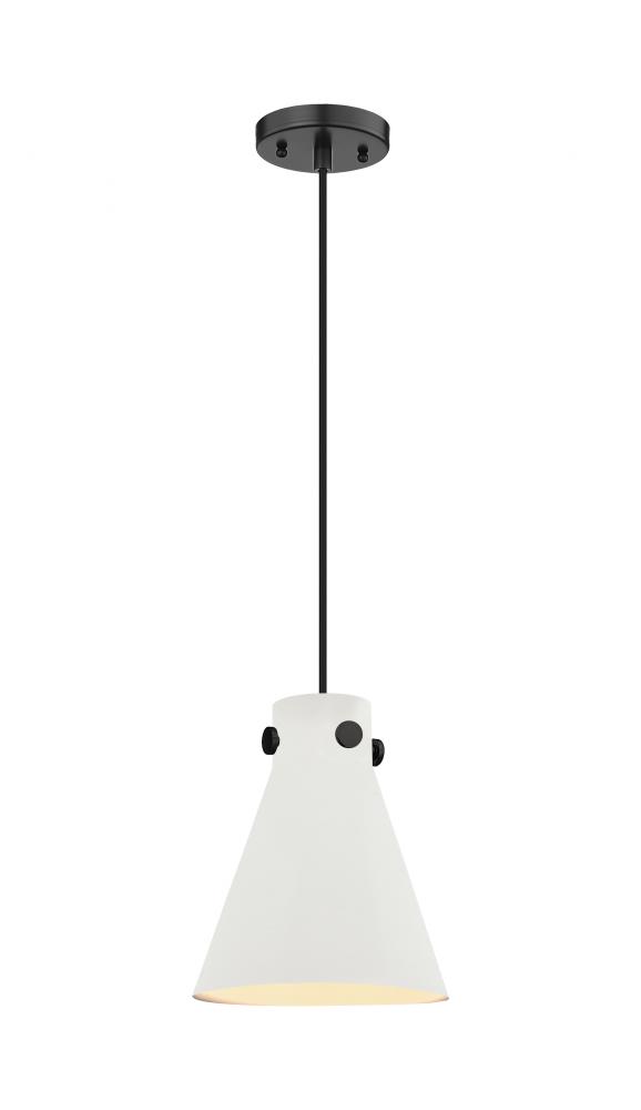 Newton Cone - 1 Light - 8 inch - Matte Black - Cord hung - Pendant