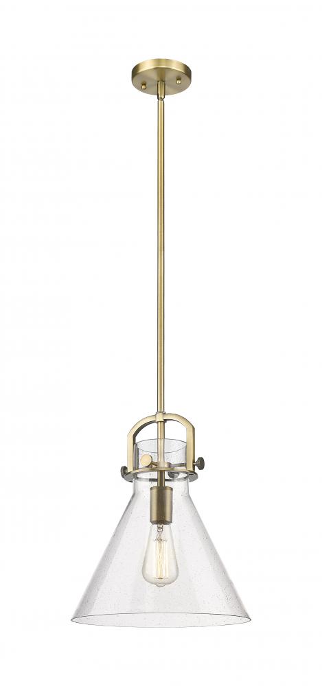 Newton Cone - 1 Light - 12 inch - Brushed Brass - Mini Pendant