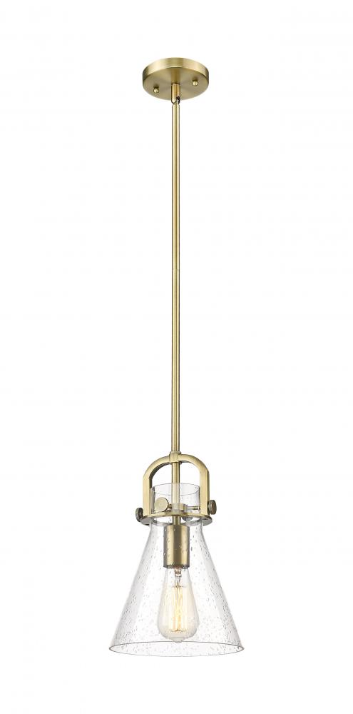 Newton Cone - 1 Light - 8 inch - Brushed Brass - Mini Pendant