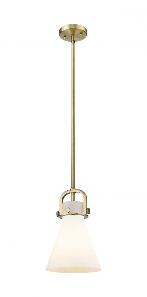 Newton Cone - 1 Light - 8 inch - Brushed Brass - Mini Pendant