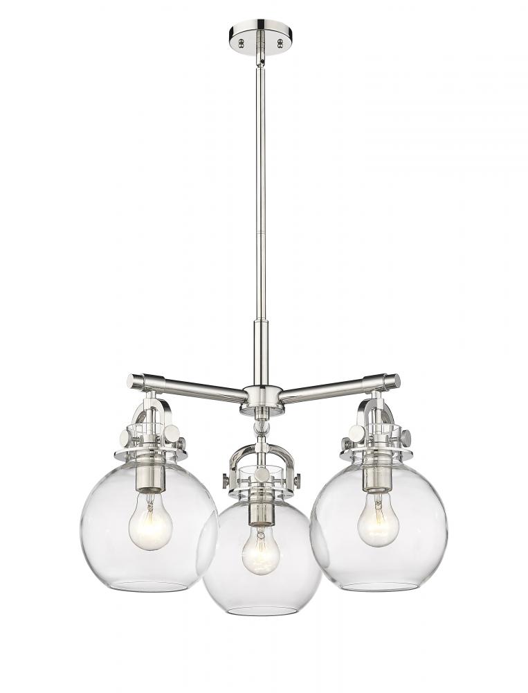 Newton Sphere - 3 Light - 21 inch - Polished Nickel - Pendant