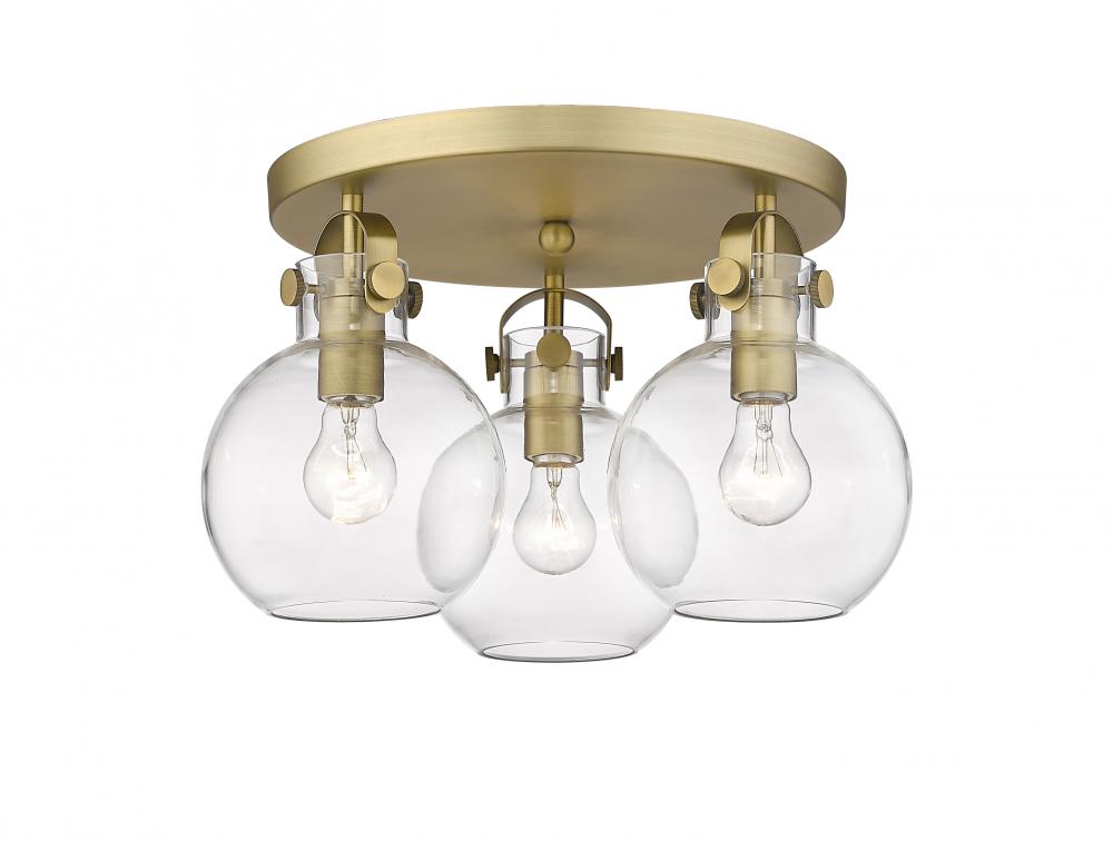 Newton Sphere - 3 Light - 18 inch - Brushed Brass - Semi-Flush Mount